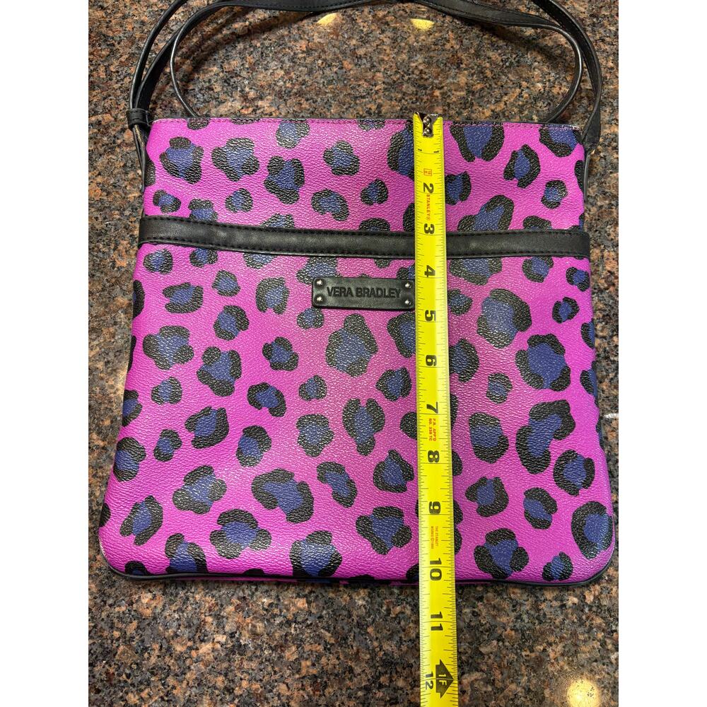 Vera Bradley Faux Leather Crossbody Purple Black Blue Cheetah Print - Picture 6 of 11